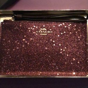 NIB Coach Wristlet - Glitter with hearts